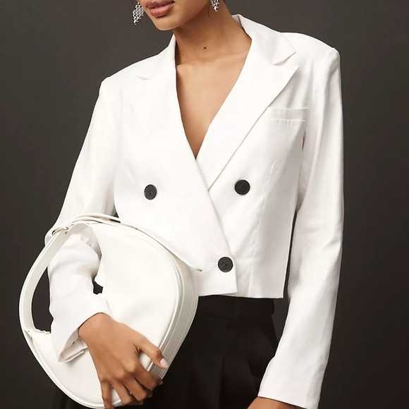 NWT Anthropologie Maeve White Linen Blazer XL - Picture 4 of 4
